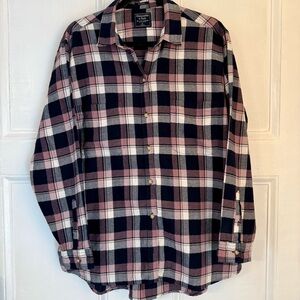 Abercrombie & Fitch Pink & Navy Plaid Flannel Shirt